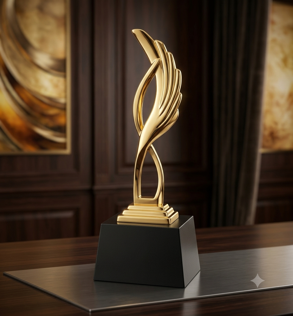 Golden Flame Swirl Sports Trophy