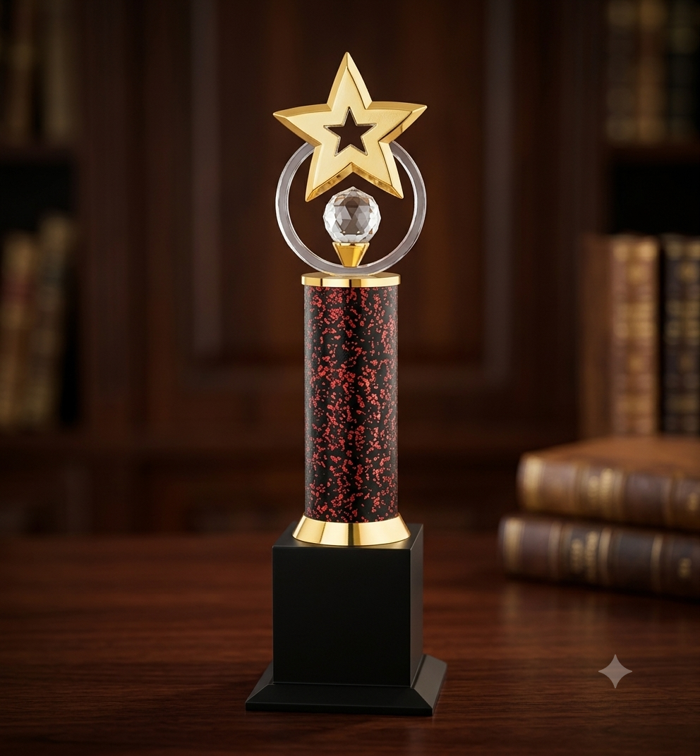 Golden Star Speckled Column Sports Trophy