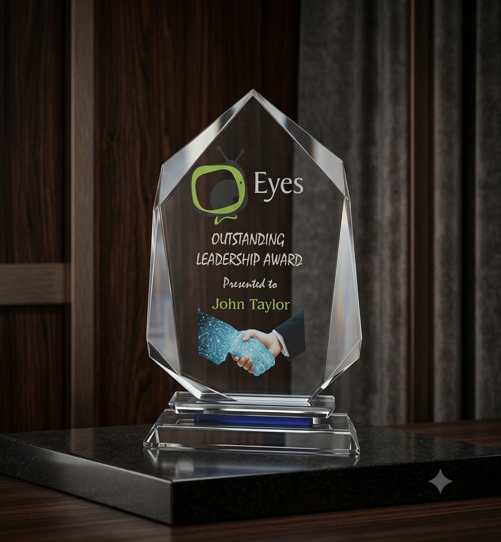 Diamond Shield Faceted Crystal Trophy
