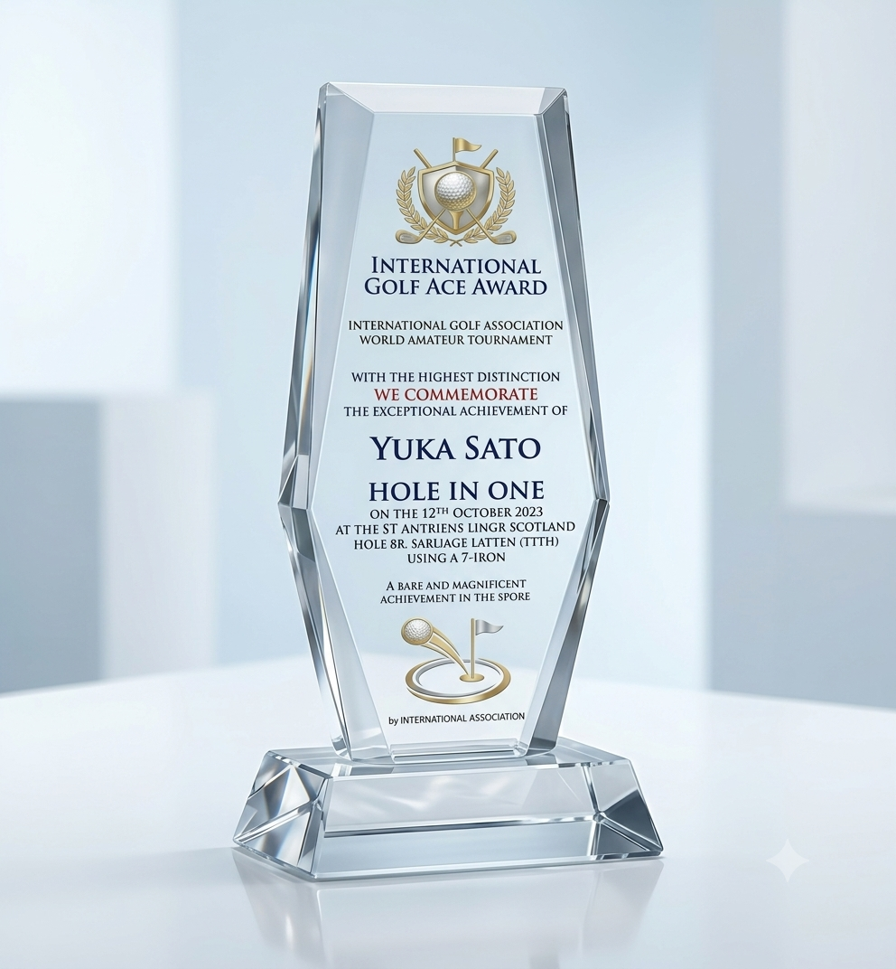 Hexagonal Optical Crystal Sports Trophy