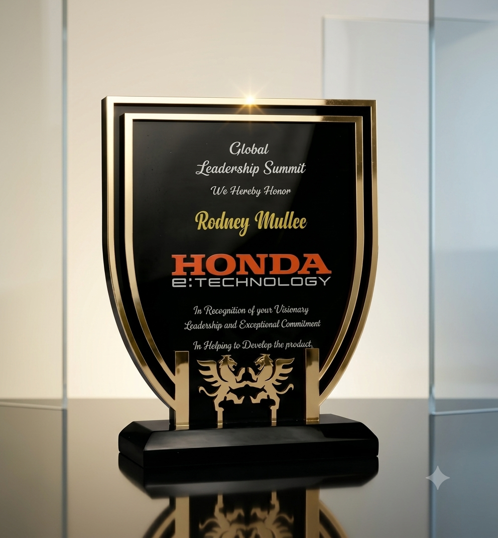 Black Gold Shield Crest Acrylic Trophy