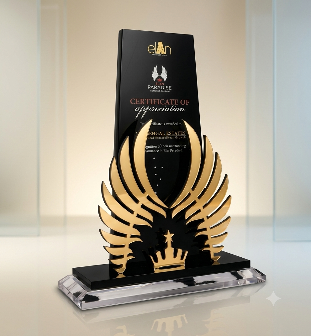 Executive Black Acrylic Wings Crown Trophy