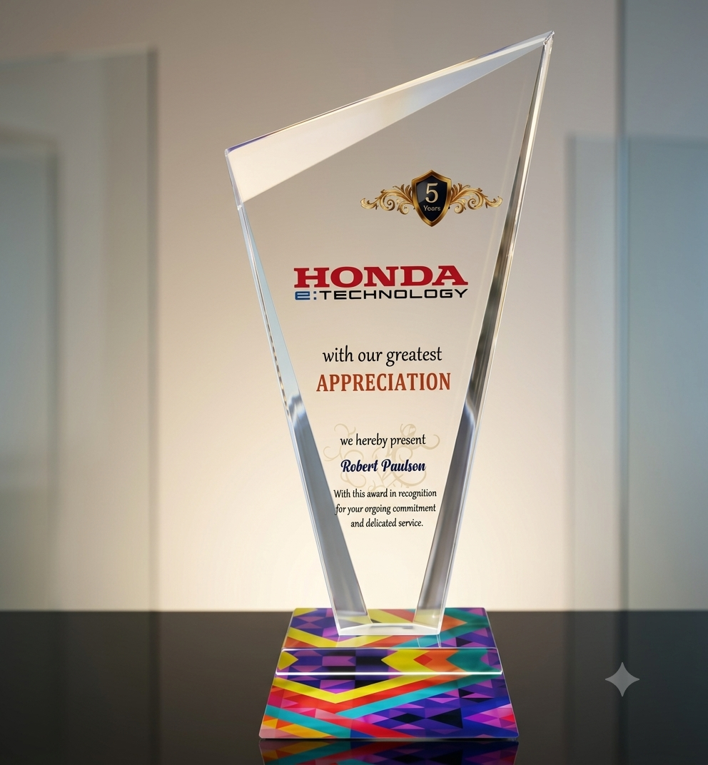 Multi-Color Mosaic Crystal Trophy