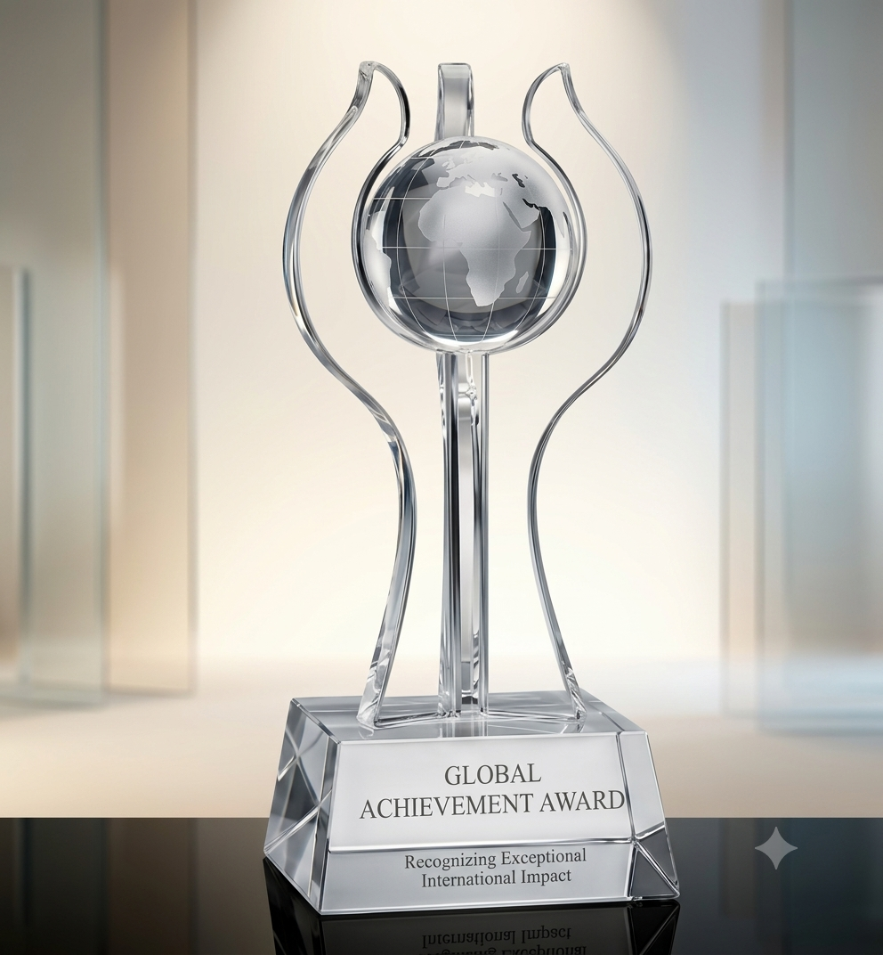 Floating Globe Crystal Prestige Trophy