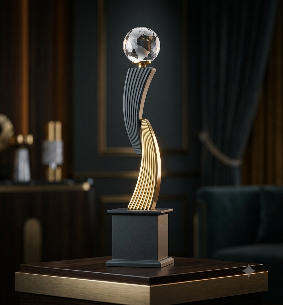 Crystal Globe Abstract Sports Trophy